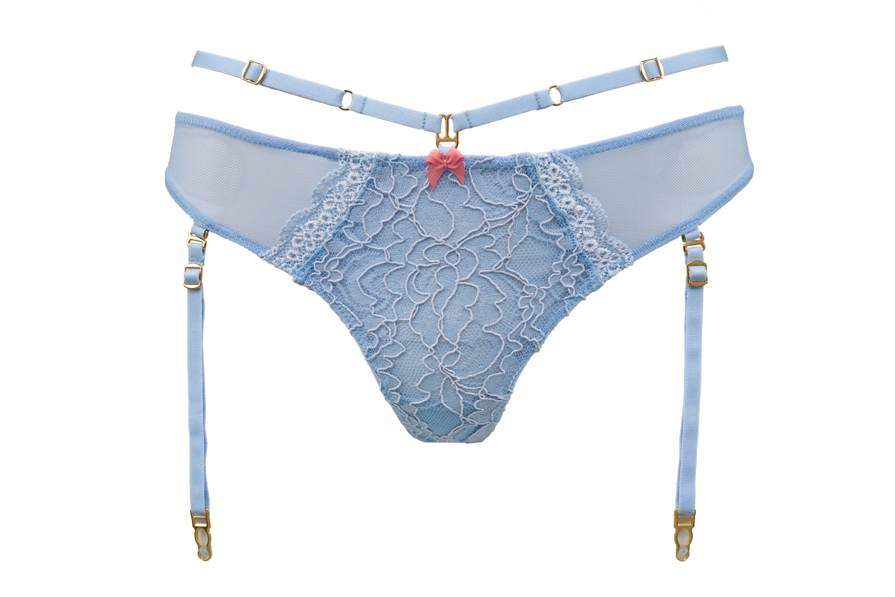 Crystal Suspender Cheeky Thong (Blue)