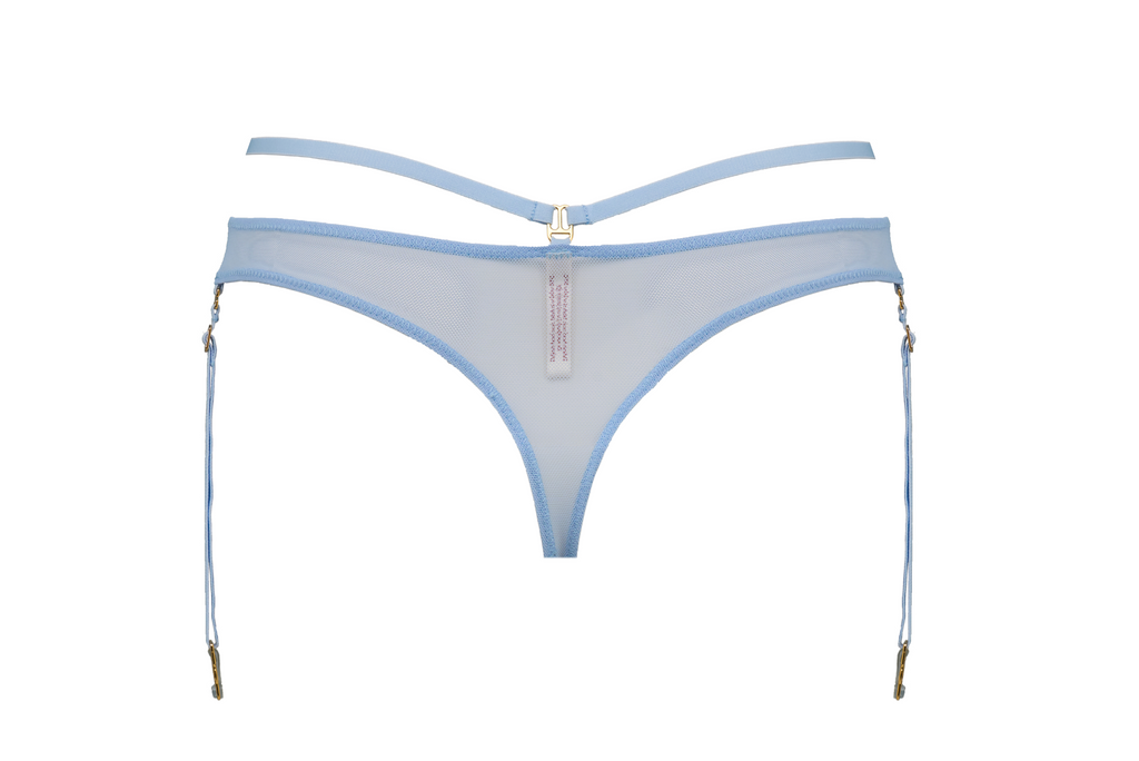 Crystal Suspender Cheeky Thong (Blue)
