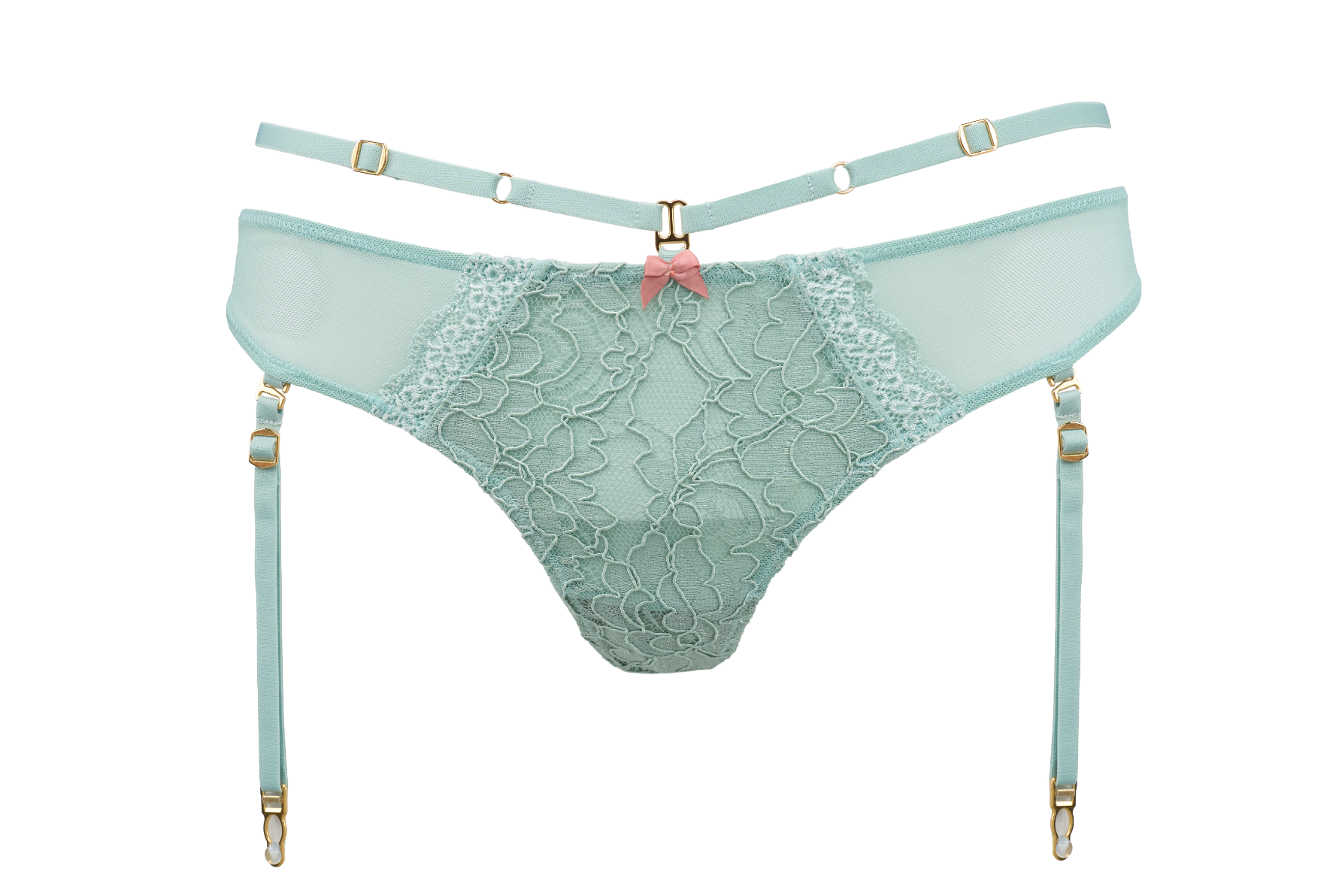 Crystal Suspender Cheeky Thong (Mint)